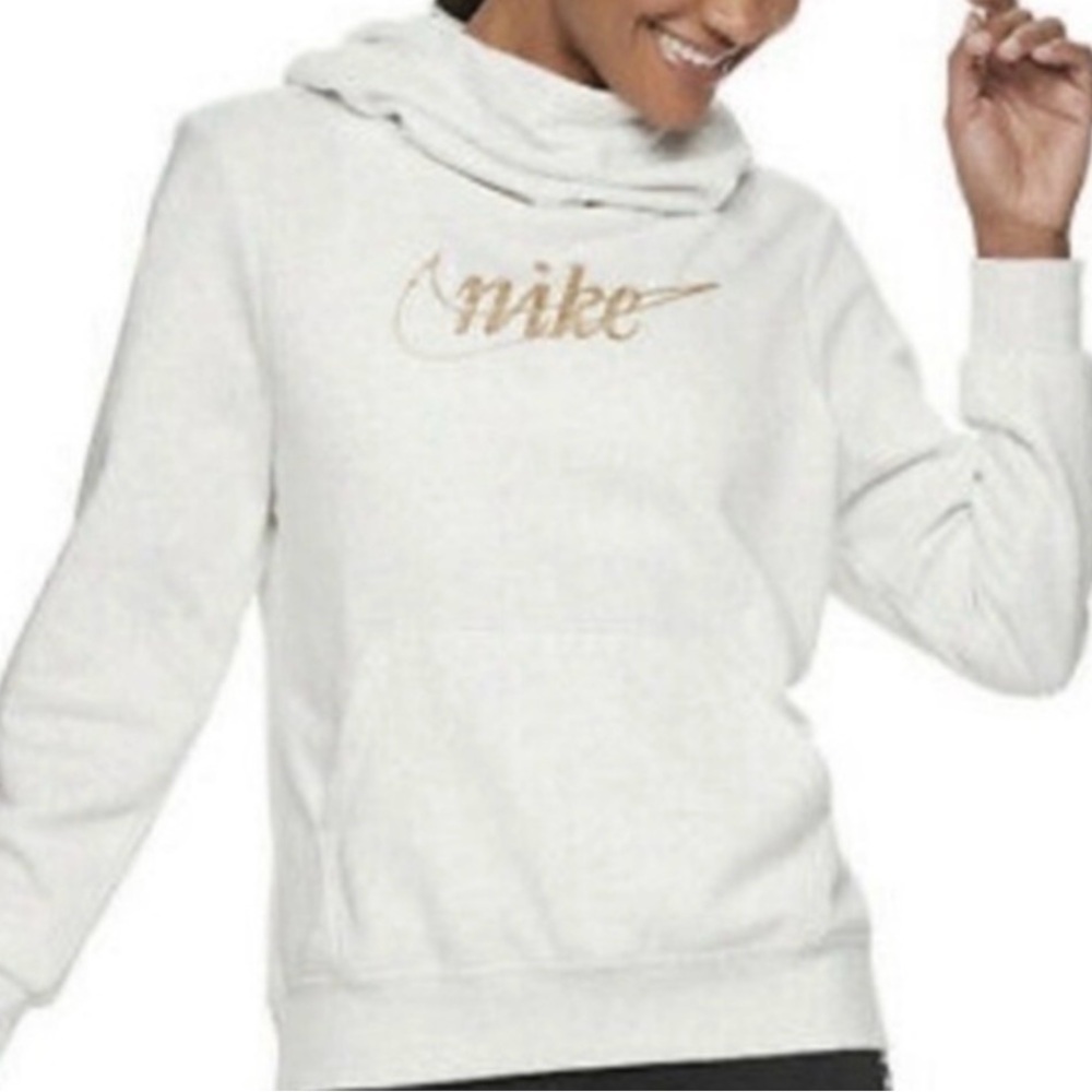 NWOT - Nike Women's Heather Gray and Gold Hoodie